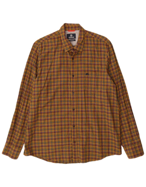Lerros Camisa Franela Hombre XL Algodón Cuadros Caqui