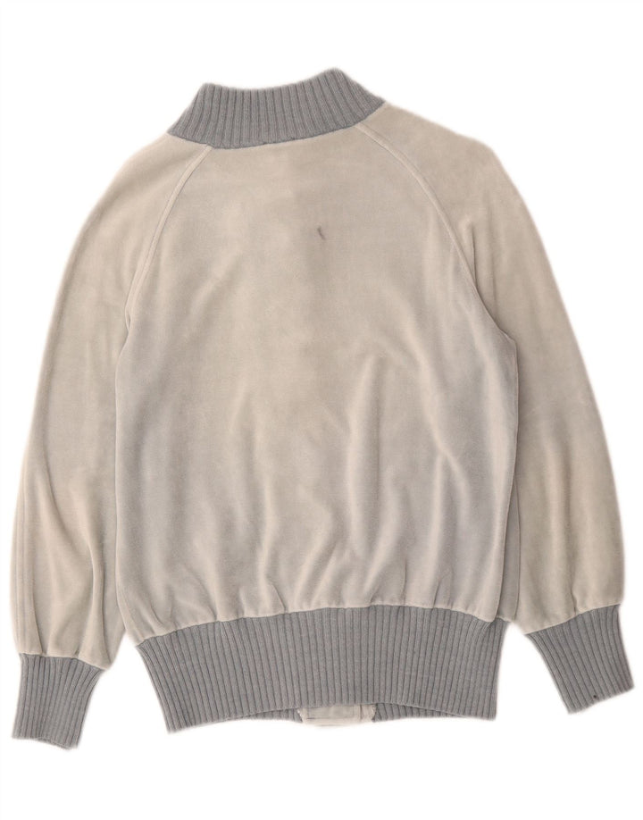 Vintage mujer Velour Cardigan suéter IT 42 Gris Medio