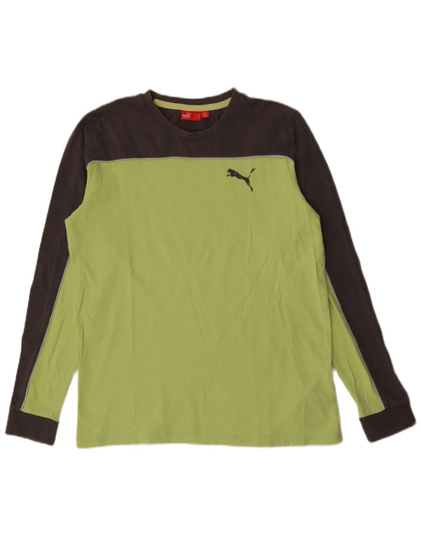Puma Camiseta De Manga Larga De Algodón Color Block Verde Medio Para Hombre