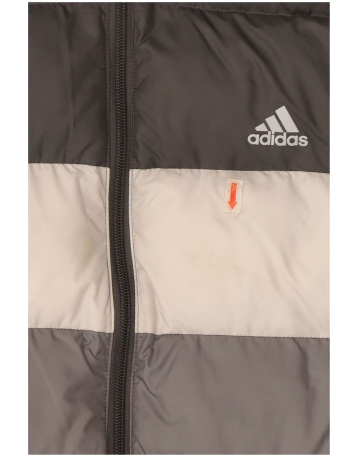 Adidas Chaqueta acolchada con capucha para niño 13-14 años Gris Poliéster color block