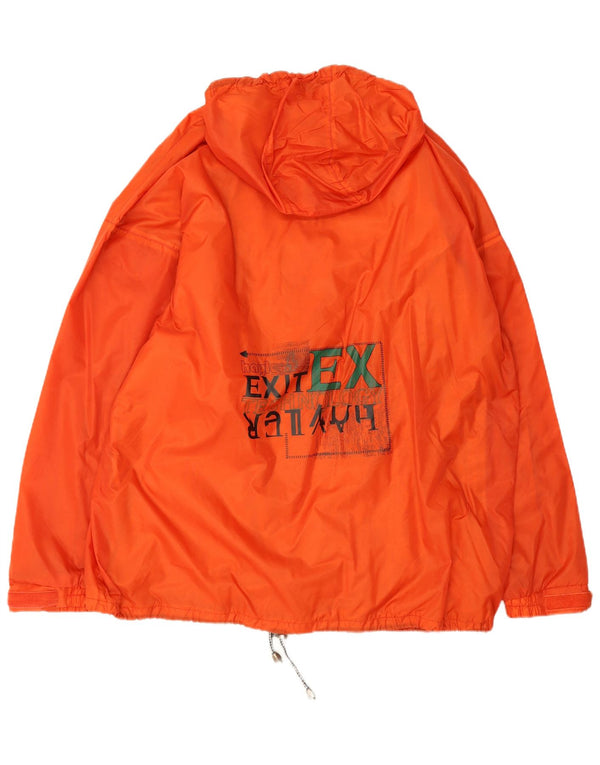 Vintage hombres gráfico con capucha chaqueta cortavientos Reino Unido 42 XL naranja deportes