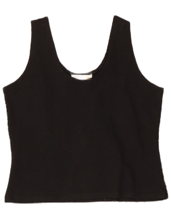 Blusa vintage con estampado abstracto de noche para mujer UK 44 Medium Black