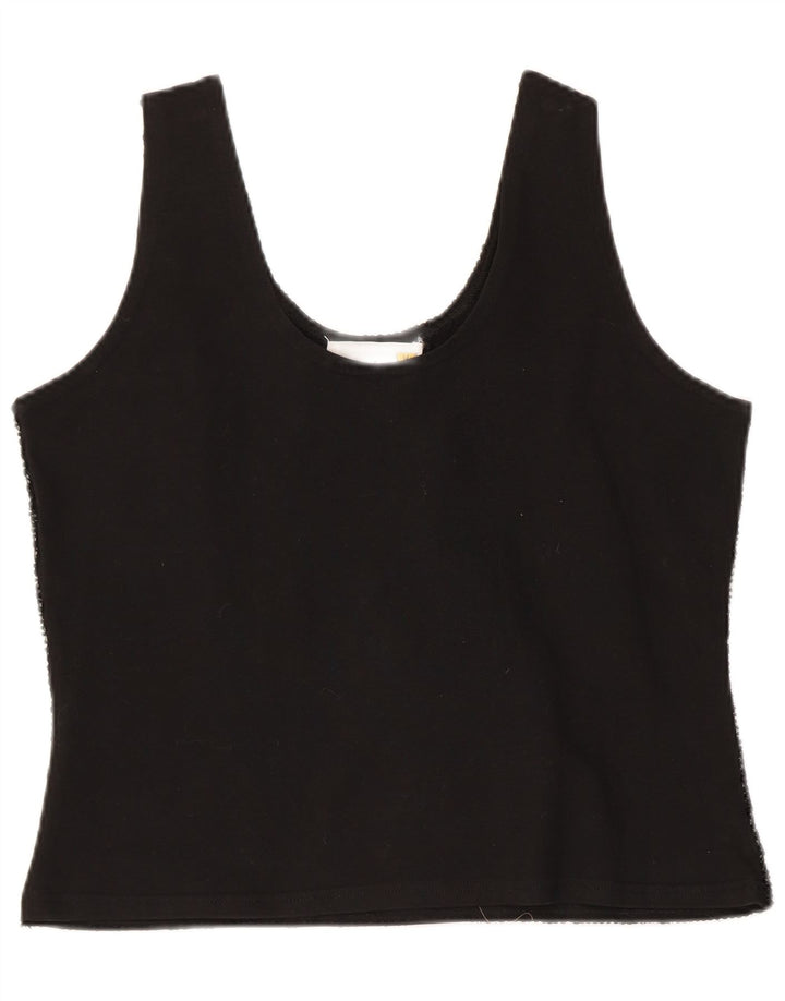 Blusa vintage con estampado abstracto de noche para mujer UK 44 Medium Black