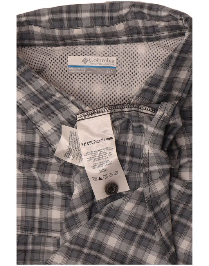 Camisa Columbia Para Hombre Nylon A Cuadros Gris Grande