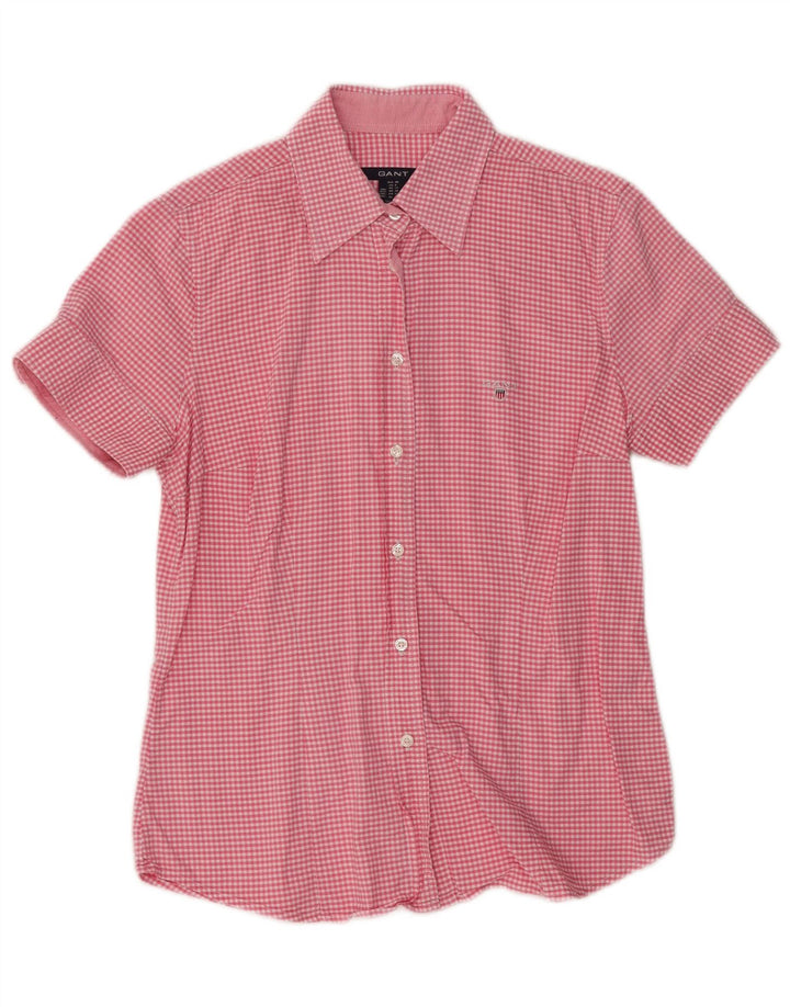 Gant Camisa de manga corta para mujer UK 42 Algodón a cuadros rosa medio