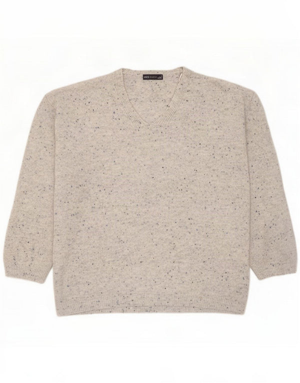 Marks & Spencer Suéter tipo jersey con cuello en V para mujer UK 44 Gris medio moteado