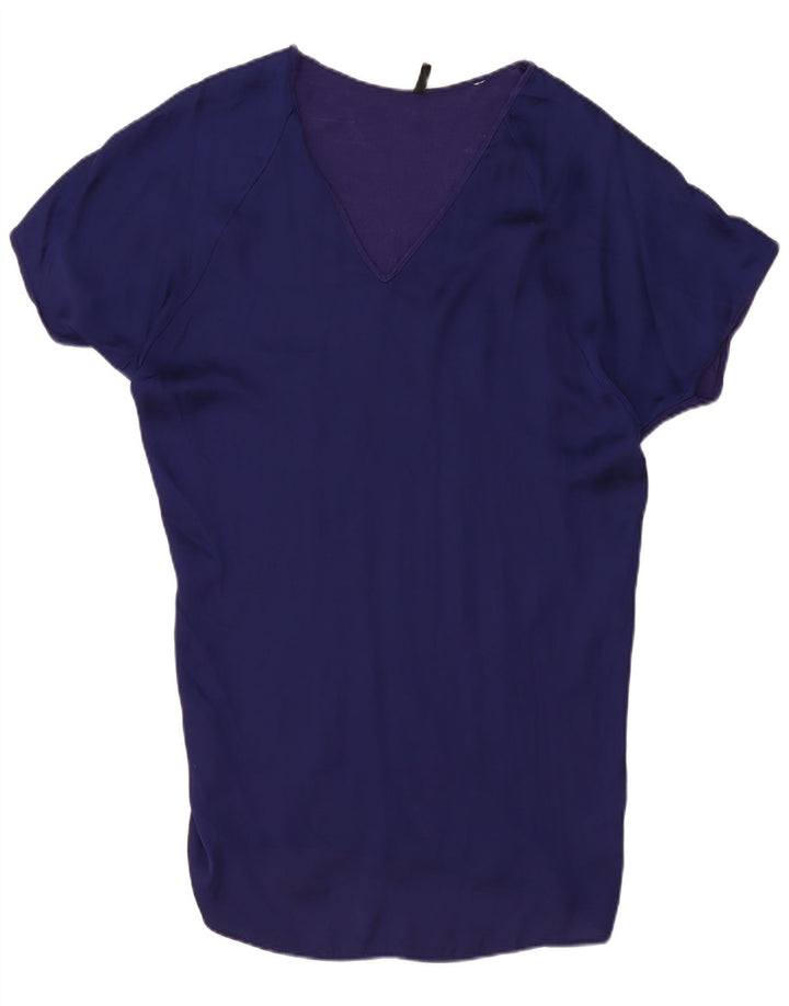 Benetton Vestido Básico De Corte Relajado para Mujer ES 44 Medio Viscosa Azul Marino