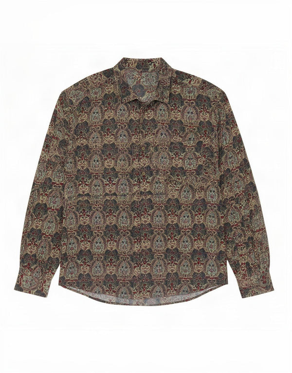 Vintage Mens Shirt 2XL Green Floral Viscose