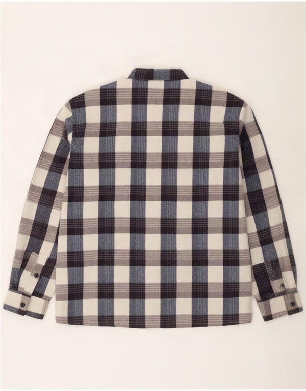 Camisa de franela vintage para hombre con cuadros multicolores medianos