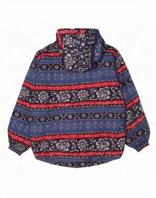 Vintage mujer con capucha chaqueta cortavientos de gran tamaño EU 44 XL azul floral