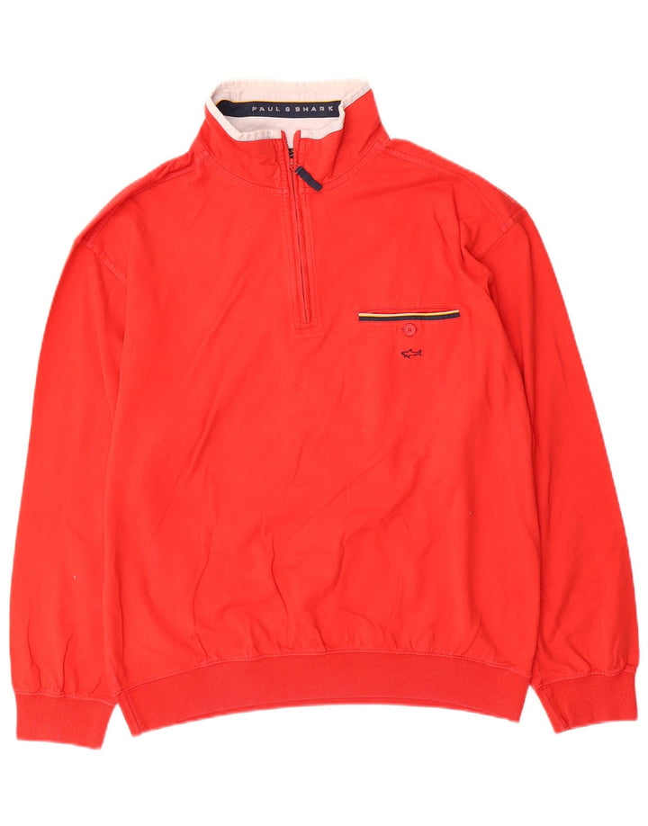Paul & Shark Sudadera con Cuello y Cremallera para Hombre Jersey pequeño de algodón Rojo