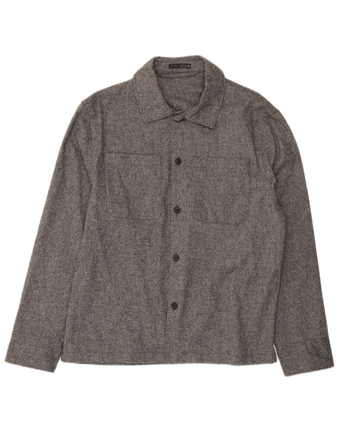 Zara Hombre Camisa Sobrecamisa Acrílico Gris Medio