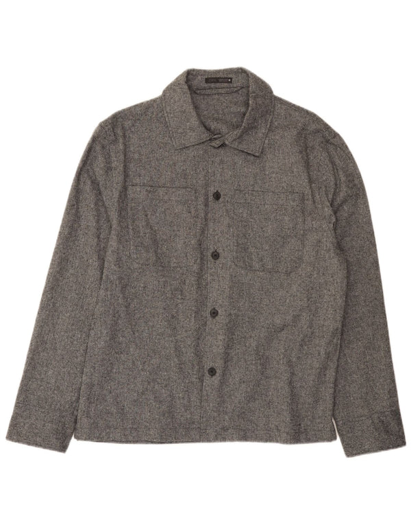 Zara Hombre Camisa Sobrecamisa Acrílico Gris Medio