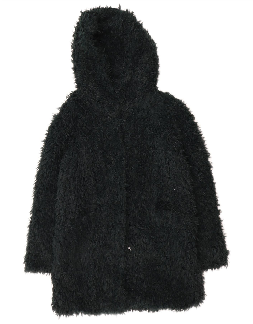 Zara Mujer Teddy Abrigo Con Capucha UK 44 Verde Medio