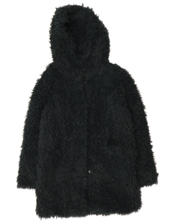 Zara Mujer Teddy Abrigo Con Capucha UK 44 Verde Medio
