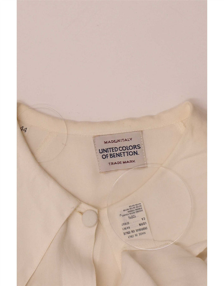 Benetton Blusa Camisera Extragrande IT 44 Mediana Viscosa Blanco Roto