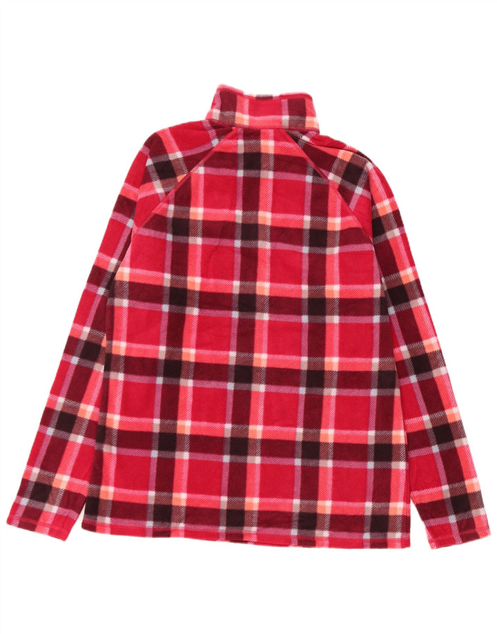 EDDIE BAUER Jersey polar con cuello y cremallera para mujer Reino Unido 14 Poliéster a cuadros rojos medianos