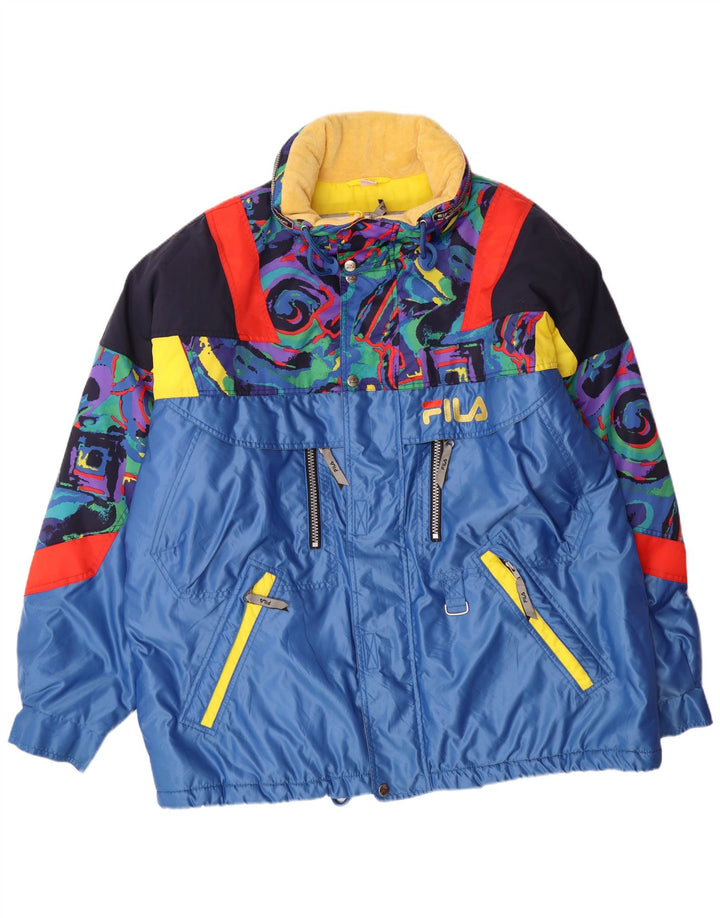 FILA Chaqueta de esquí con capucha para hombre IT 58 3XL Poliamida azul color block