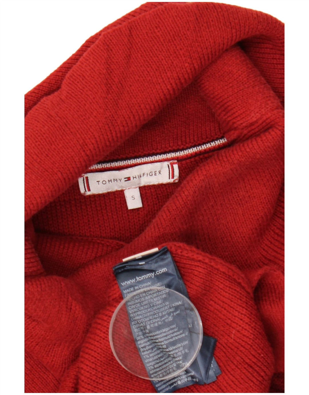 Tommy Hilfiger Suéter gráfico con cuello vuelto para mujer UK 10 Small Red