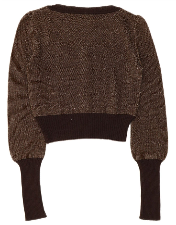 Max & Co. Suéter tipo cárdigan corto para mujer Reino Unido 42 Marrón medio Colorblock