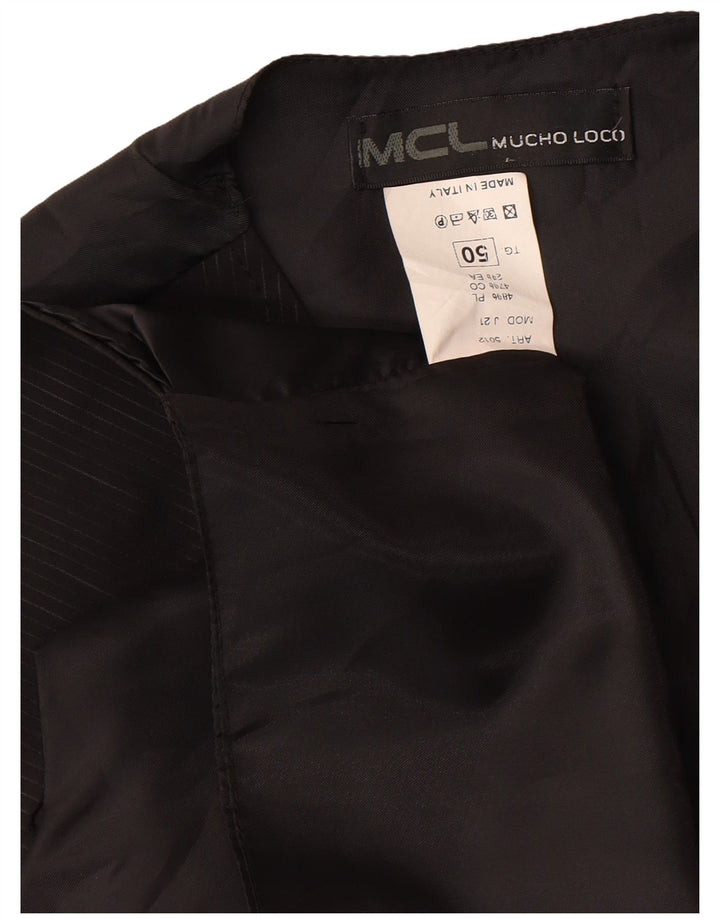 Chaleco vintage para hombre IT 50 Poliéster a rayas negras medianas