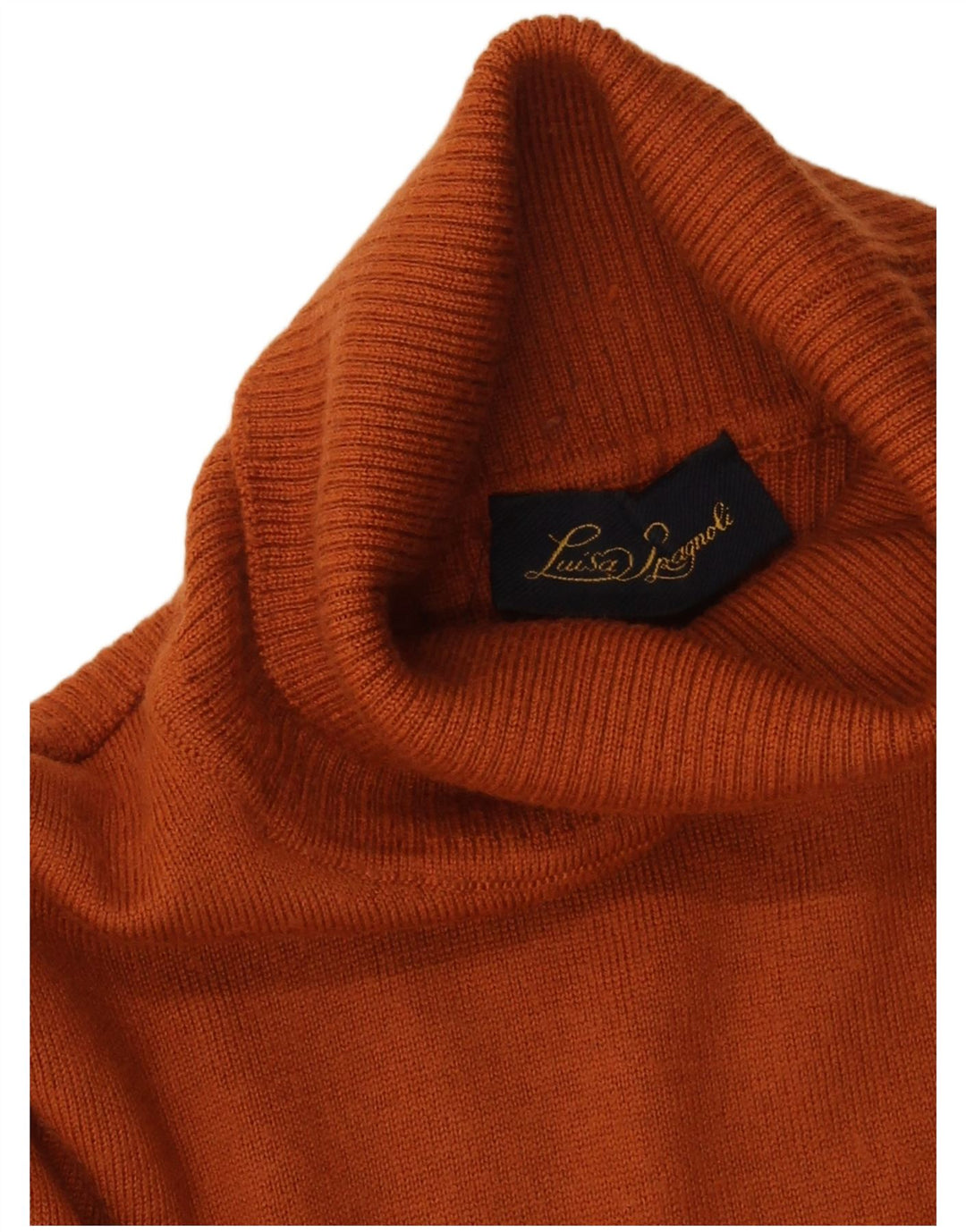 LUISA SPAGNOLI Suéter tipo jersey con cuello vuelto para mujer UK 10 Small Orange