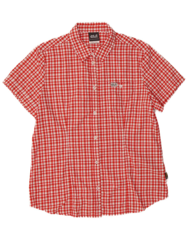 Jack Wolfskin Camisa de manga corta para mujer UK 46 Large Red Check Poliamida