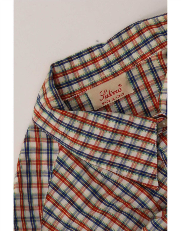 Vintage mujer camisa sin mangas Reino Unido 16 gran cheque multicolor