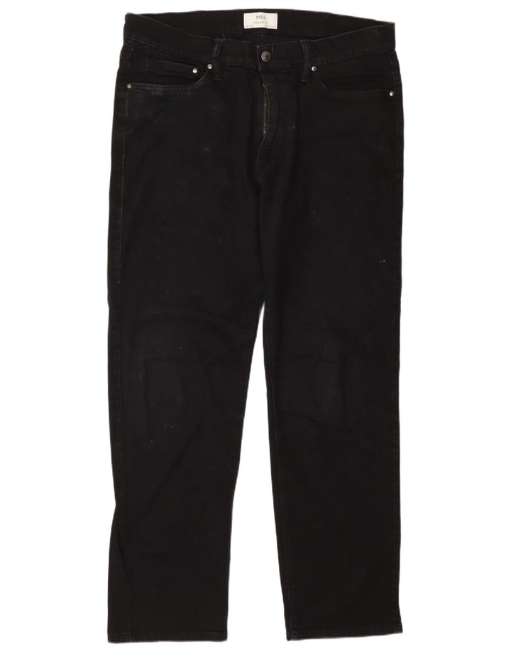 Marks & Spencer Vaqueros rectos para hombre W36 L31 Algodón negro
