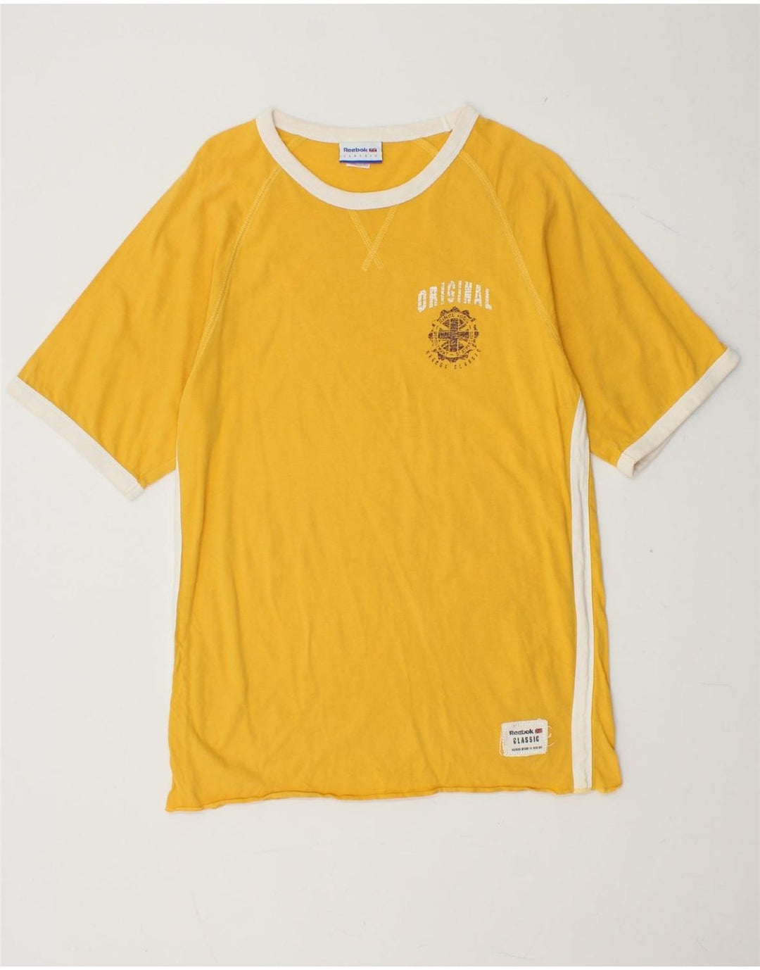 REEBOK Camiseta gráfica para hombre Top Algodón amarillo medio