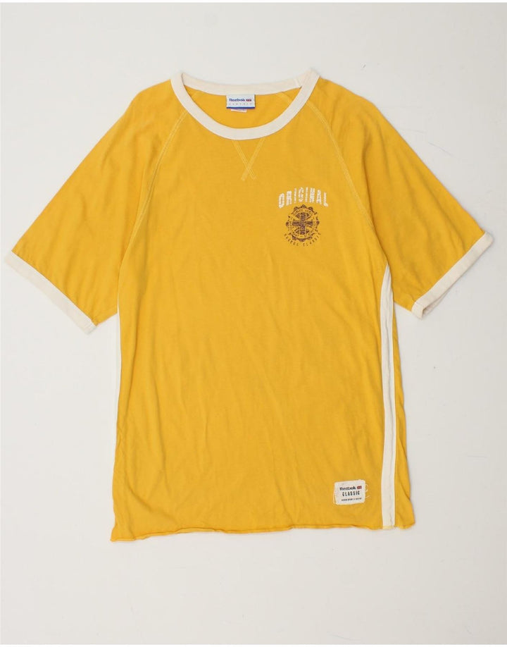 REEBOK Camiseta gráfica para hombre Top Algodón amarillo medio