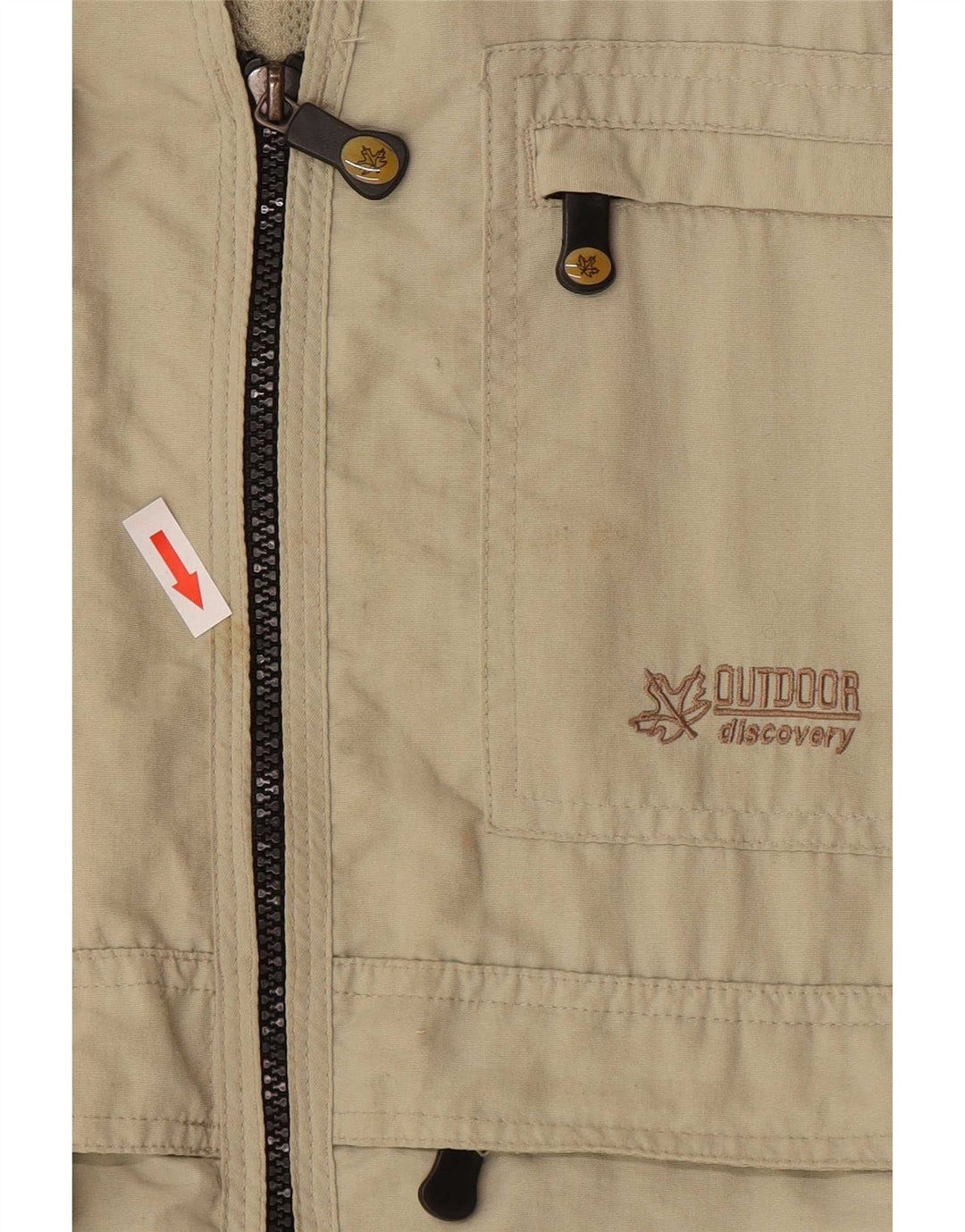 Vintage Hombres Utility Gilet Reino Unido 40/42 Poliéster Beige Medio