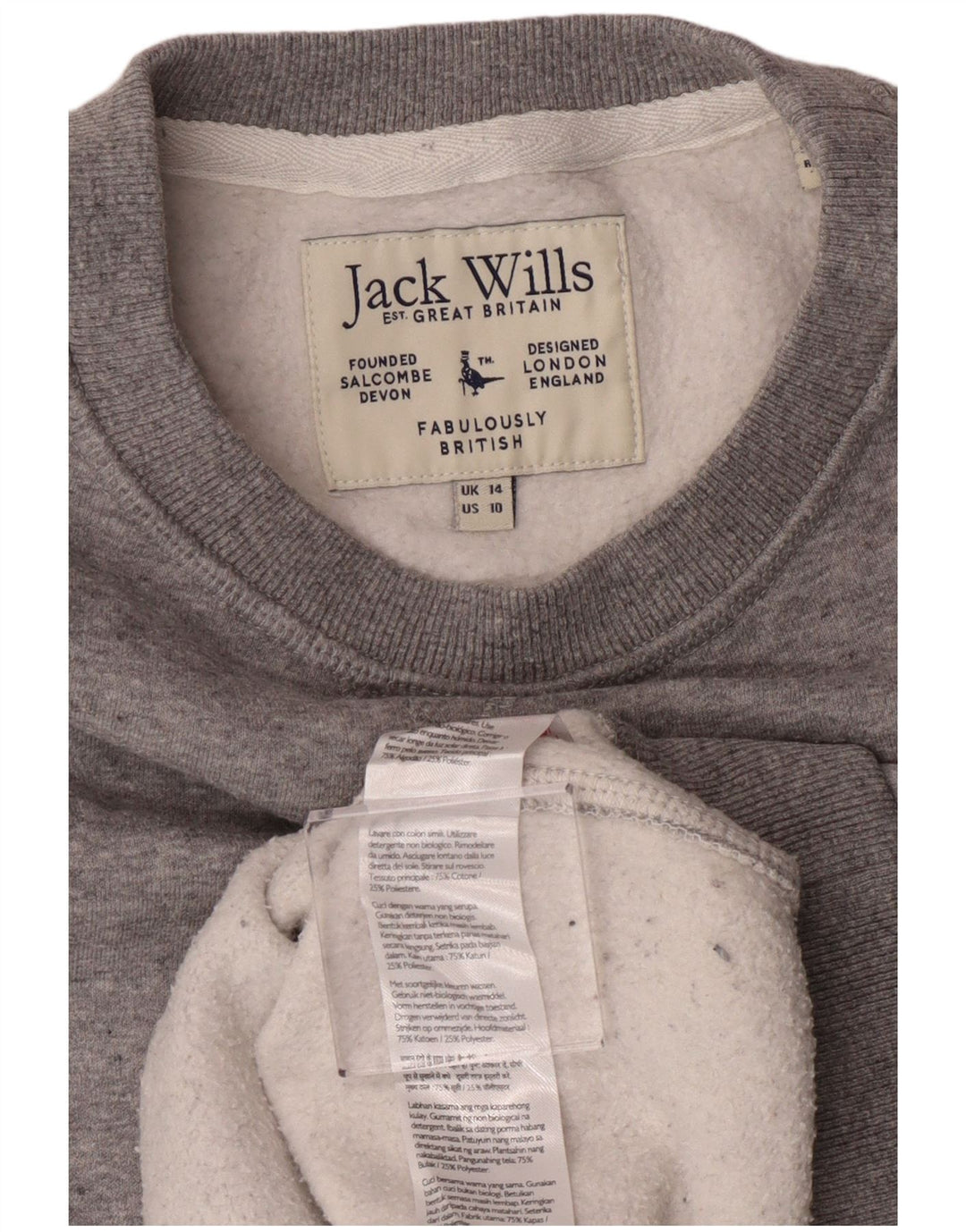 Jack Wills Sudadera para mujer Jumper UK 44 Grande Gris Algodón