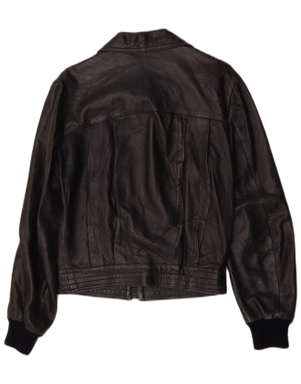 Chaqueta de cuero vintage para mujer IT 52 2XL Azul marino