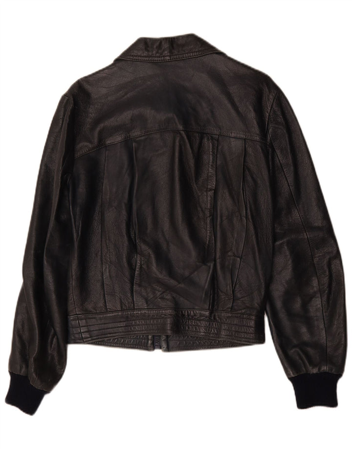 Chaqueta de cuero vintage para mujer IT 52 2XL Azul marino