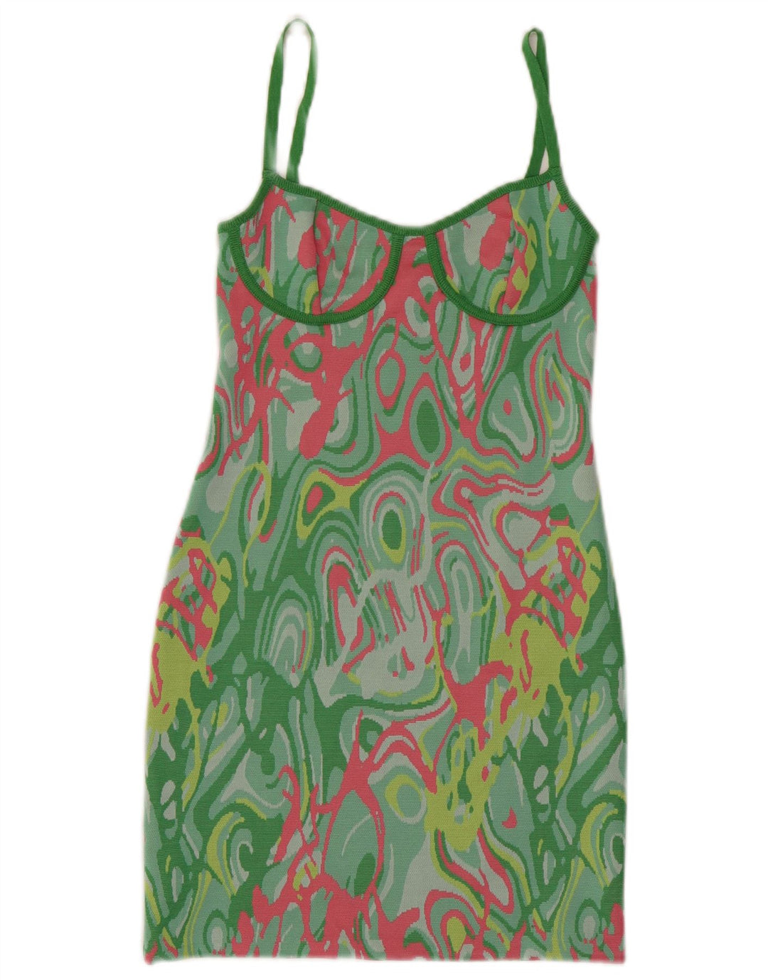 Zara Vestido Vaina Con Estampado Abstracto Para Mujer UK 8 Small Multicolor