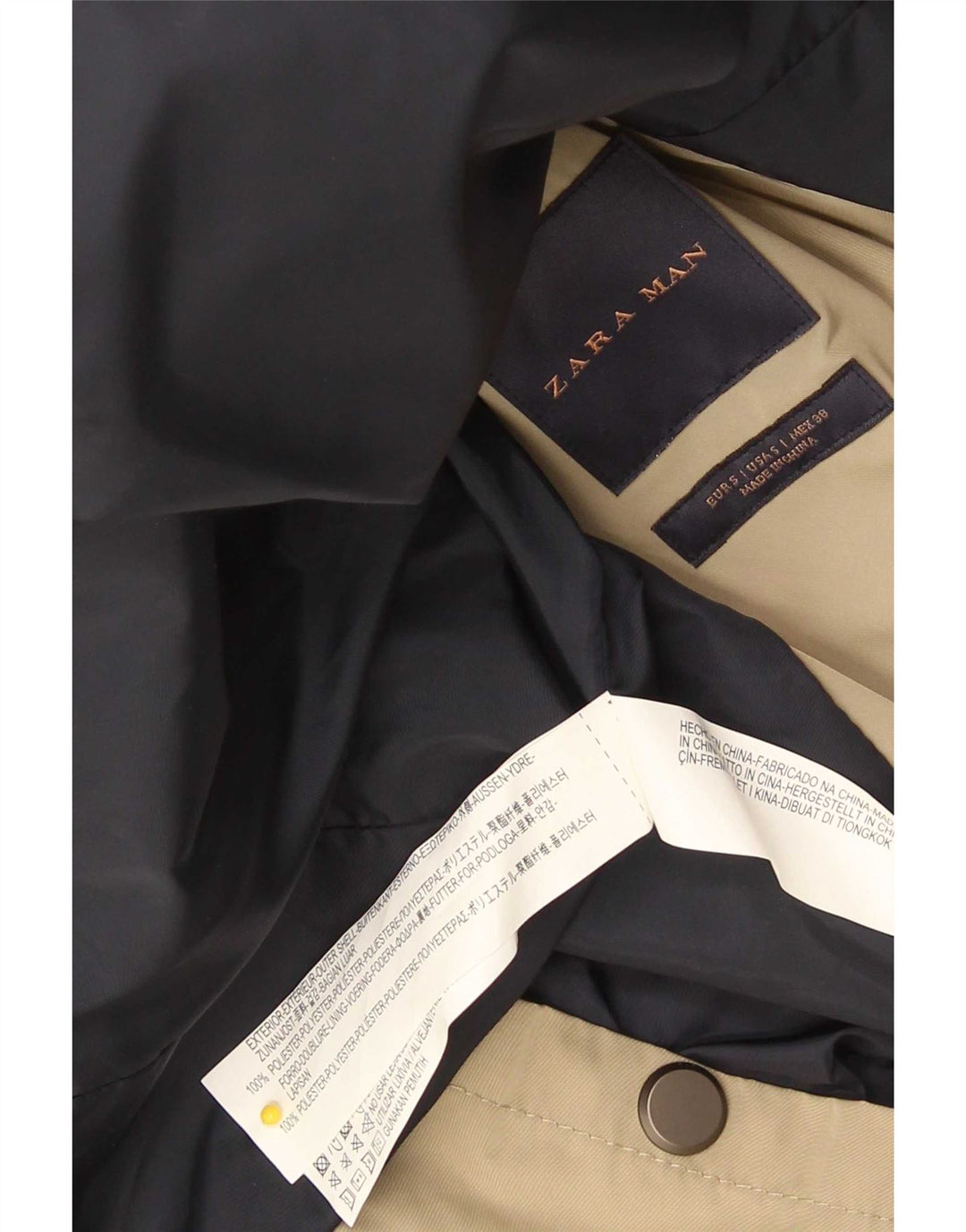 Zara Gabardina para hombre UK 36 Small Beige Poliéster