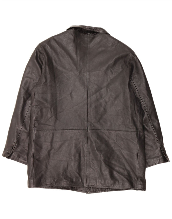 VINTAGE Abrigo de cuero para mujer IT 48 XL Cuero negro