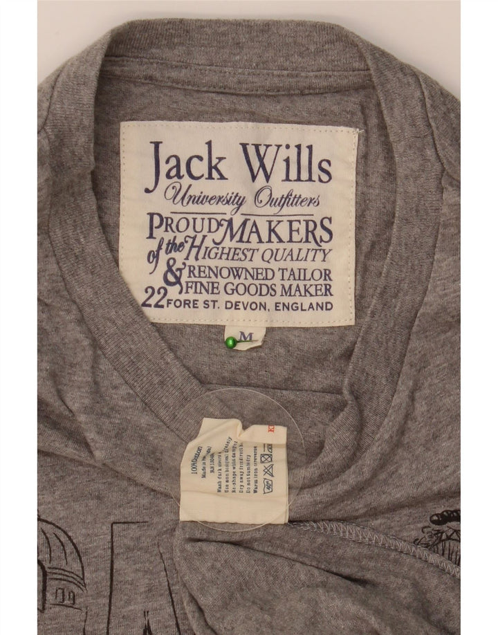 JACK WILLS Camiseta gráfica para hombre Top de algodón moteado gris medio