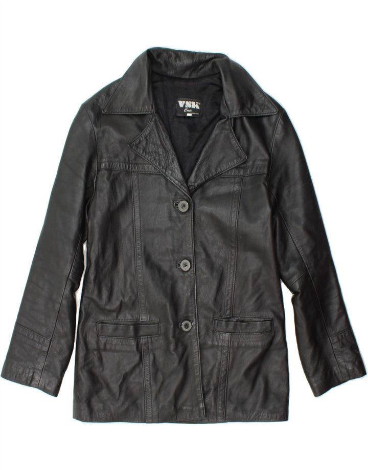 VINTAGE Womens Leather Jacket IT 42 Medium Black Vintage Vintage and Second-Hand Vintage from Messina Hembry 