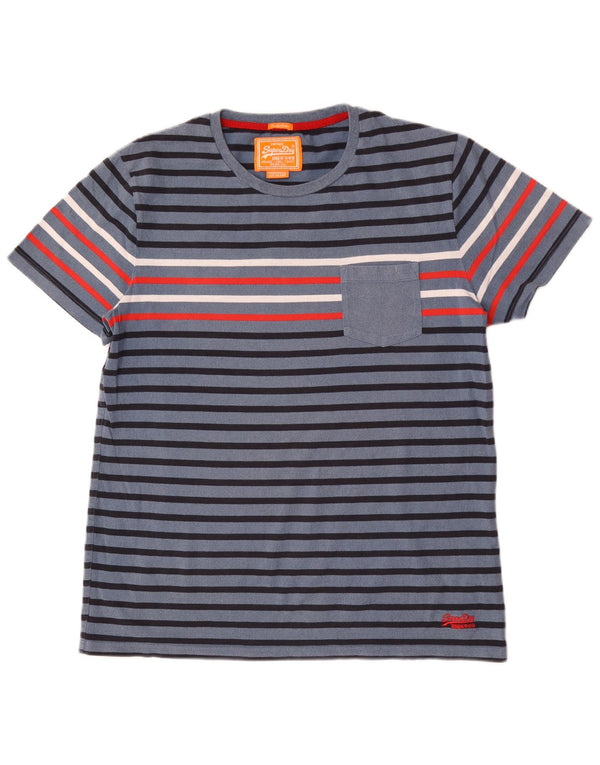 Superdry Camiseta para hombre Top 2XL Algodón a rayas azules