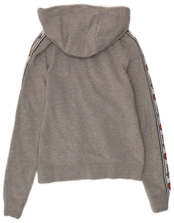 ELLESSE Suéter con capucha y cremallera gráfica para mujer UK 4 XS Algodón gris