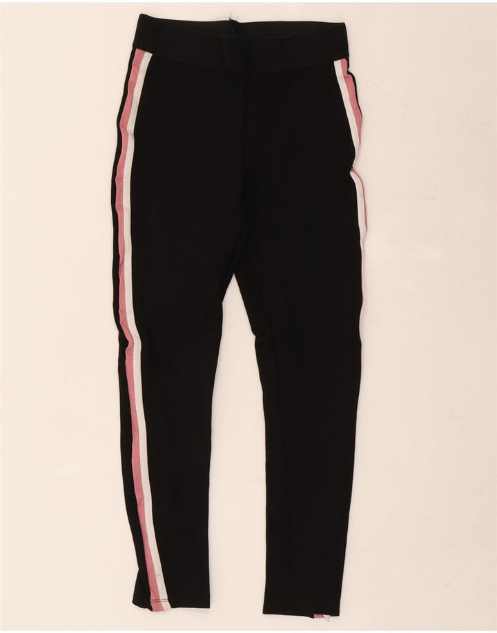 Zara Mujer Leggings Reino Unido 10 Pequeño Negro Rayas