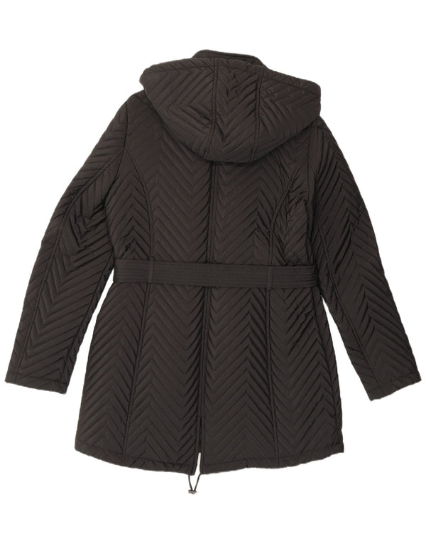 Dkny Abrigo cortavientos con capucha para mujer UK 12 Medium Black Chevron