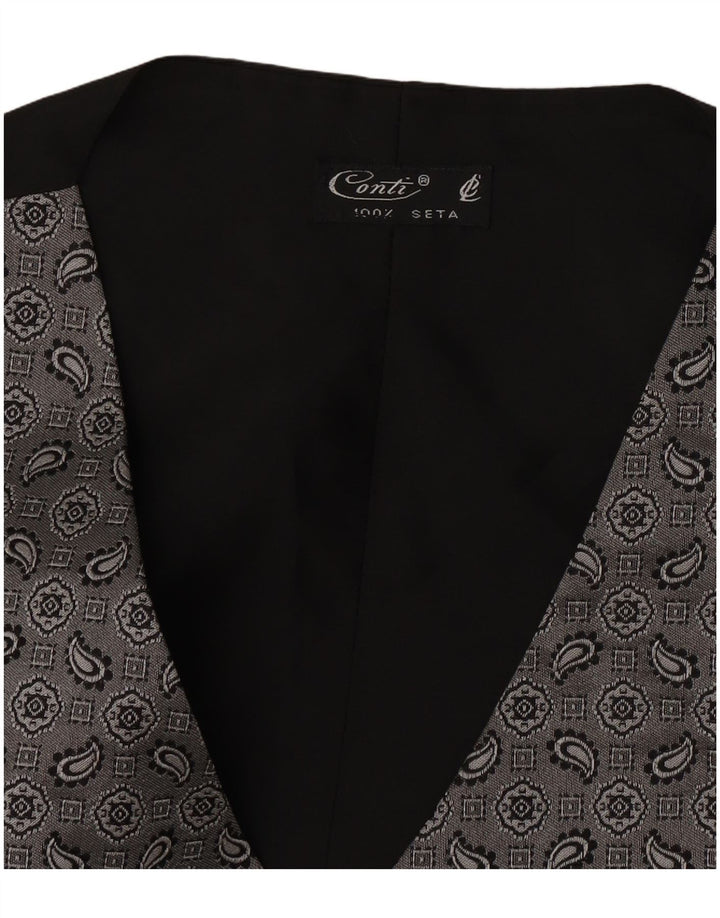 Chaleco vintage para hombre pequeño gris Paisley seda
