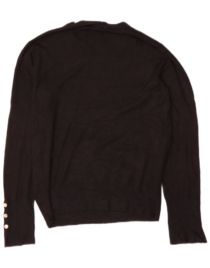 Zara - Jersey de cuello redondo para mujer, talla 40, talla mediana, viscosa negra