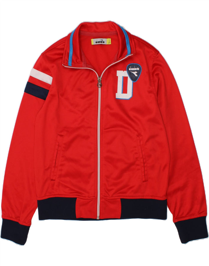 DIADORA Boys Graphic Tracksuit Top Jacket 9-10 Years Large  Red Polyester Vintage Diadora and Second-Hand Diadora from Messina Hembry 