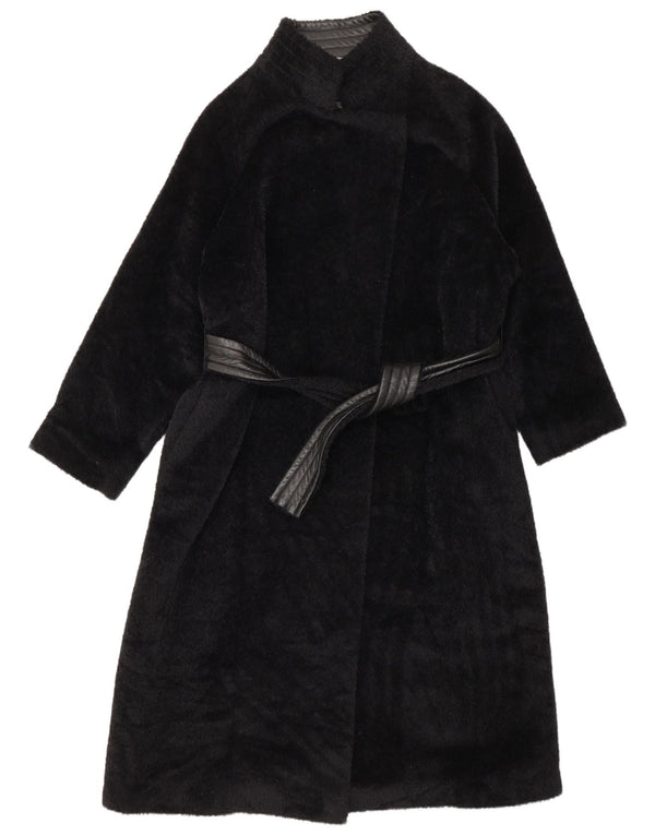 Max Mara Abrigo de piel sintética para mujer UK 8 Small Lana de alpaca negra