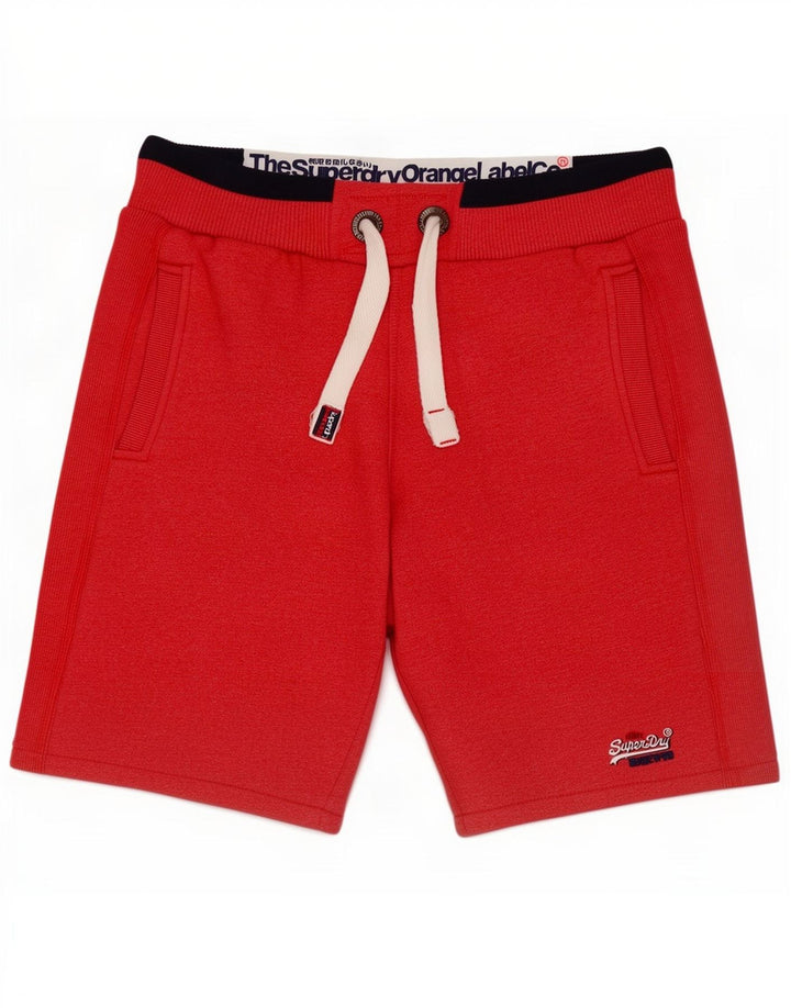 Superdry Pantalones cortos deportivos de corte slim de algodón rojo medio para hombre