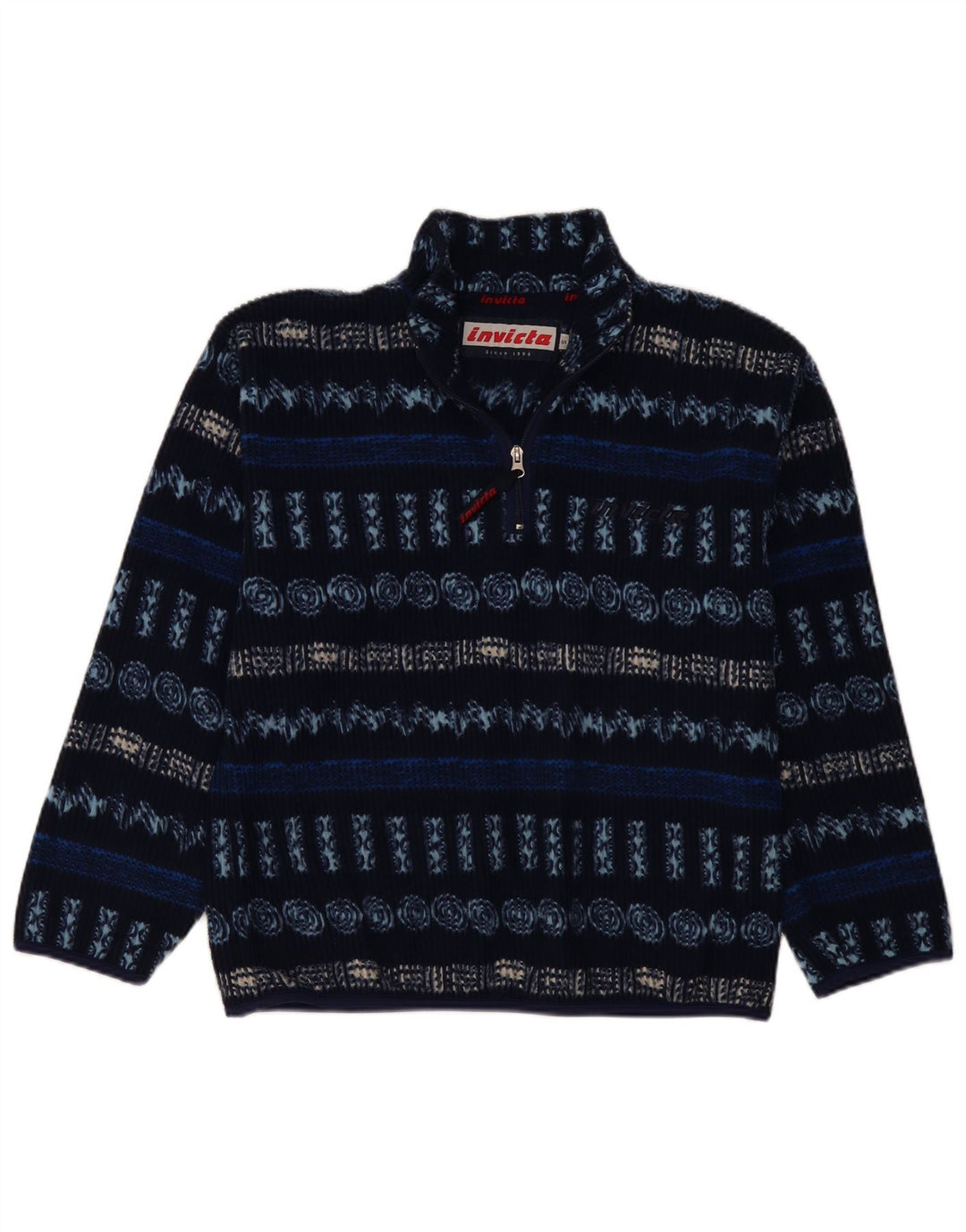 Invicta Jersey de forro polar con cuello y cremallera para hombre pequeño poliéster geométrico azul marino